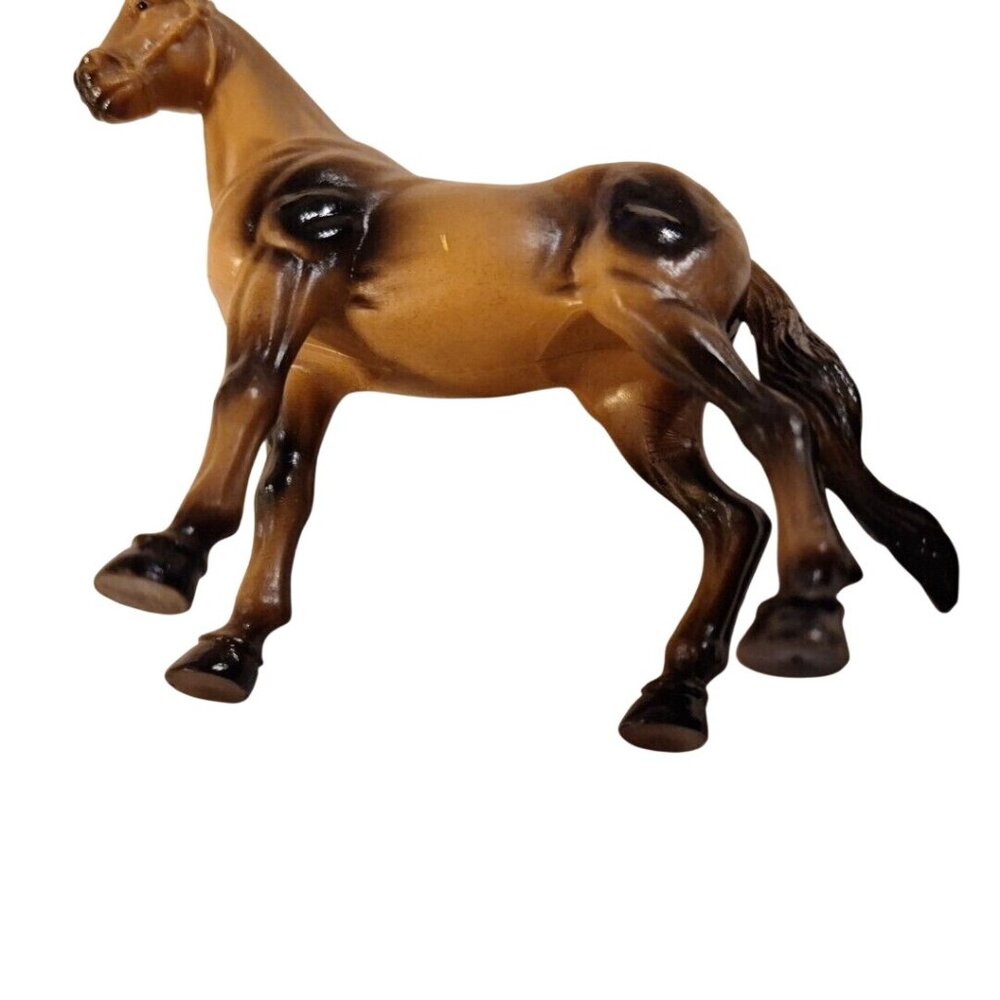 New Ray Hollow Bay Plastic Horse Figure Brown Black Vintage - Picture 4 of 9